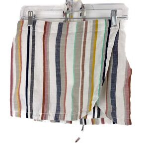 Free People Striped Wrap Mini Skirt Multi Color Linen Blend Size 2